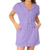 imageYonique Terry Cloth Cover Ups  Hooded Cotton Swim Sun Coverup with Zipper Pockets Beach SwimsuitsLight Purple