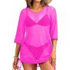 imageYonique Womens Mesh Cover Up Swimsuit  Sheer Coverup See Through Bathing Suit DressHot Pink