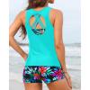 imageYonique 3 Piece Swimsuits for Women Athletic Tankini Teen Bathing Suit Tummy Control Modest Swimwear with Boy ShortsAqua Colorful Floral
