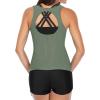 imageYonique 3 Piece Swimsuits for Women Athletic Tankini Teen Bathing Suit Tummy Control Modest Swimwear with Boy ShortsArmy Green