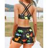 imageYonique 3 Piece Swimsuits for Women Athletic Tankini Teen Bathing Suit Tummy Control Modest Swimwear with Boy ShortsBlack  Dinosaur