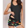 imageYonique 3 Piece Swimsuits for Women Athletic Tankini Teen Bathing Suit Tummy Control Modest Swimwear with Boy ShortsBlack  Dinosaur