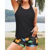 imageYonique 3 Piece Swimsuits for Women Athletic Tankini Teen Bathing Suit Tummy Control Modest Swimwear with Boy ShortsBlack  Dinosaur