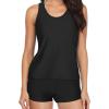 imageYonique 3 Piece Swimsuits for Women Athletic Tankini Teen Bathing Suit Tummy Control Modest Swimwear with Boy ShortsBlack