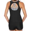 imageYonique 3 Piece Swimsuits for Women Athletic Tankini Teen Bathing Suit Tummy Control Modest Swimwear with Boy ShortsBlack