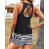 imageYonique 3 Piece Swimsuits for Women Athletic Tankini Teen Bathing Suit Tummy Control Modest Swimwear with Boy ShortsBlack White