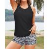 imageYonique 3 Piece Swimsuits for Women Athletic Tankini Teen Bathing Suit Tummy Control Modest Swimwear with Boy ShortsBlack White
