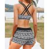 imageYonique 3 Piece Swimsuits for Women Athletic Tankini Teen Bathing Suit Tummy Control Modest Swimwear with Boy ShortsBlack White