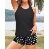 imageYonique 3 Piece Swimsuits for Women Athletic Tankini Teen Bathing Suit Tummy Control Modest Swimwear with Boy ShortsBlack and White Dot