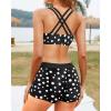 imageYonique 3 Piece Swimsuits for Women Athletic Tankini Teen Bathing Suit Tummy Control Modest Swimwear with Boy ShortsBlack and White Dot