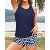 imageYonique 3 Piece Swimsuits for Women Athletic Tankini Teen Bathing Suit Tummy Control Modest Swimwear with Boy ShortsBlue