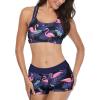 imageYonique 3 Piece Swimsuits for Women Athletic Tankini Teen Bathing Suit Tummy Control Modest Swimwear with Boy ShortsBlue Flamingo