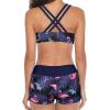 imageYonique 3 Piece Swimsuits for Women Athletic Tankini Teen Bathing Suit Tummy Control Modest Swimwear with Boy ShortsBlue Flamingo