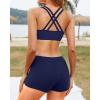 imageYonique 3 Piece Swimsuits for Women Athletic Tankini Teen Bathing Suit Tummy Control Modest Swimwear with Boy ShortsBlue Leaves