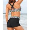 imageYonique 3 Piece Swimsuits for Women Athletic Tankini Teen Bathing Suit Tummy Control Modest Swimwear with Boy ShortsBlue Purple Geometric