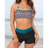imageYonique 3 Piece Swimsuits for Women Athletic Tankini Teen Bathing Suit Tummy Control Modest Swimwear with Boy ShortsDark Green