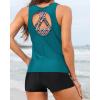 imageYonique 3 Piece Swimsuits for Women Athletic Tankini Teen Bathing Suit Tummy Control Modest Swimwear with Boy ShortsDark Green