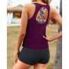 imageYonique 3 Piece Swimsuits for Women Athletic Tankini Teen Bathing Suit Tummy Control Modest Swimwear with Boy ShortsDark Red