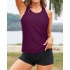 imageYonique 3 Piece Swimsuits for Women Athletic Tankini Teen Bathing Suit Tummy Control Modest Swimwear with Boy ShortsDark Red