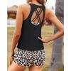 imageYonique 3 Piece Swimsuits for Women Athletic Tankini Teen Bathing Suit Tummy Control Modest Swimwear with Boy ShortsLeopard