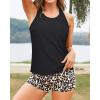 imageYonique 3 Piece Swimsuits for Women Athletic Tankini Teen Bathing Suit Tummy Control Modest Swimwear with Boy ShortsLeopard