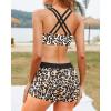 imageYonique 3 Piece Swimsuits for Women Athletic Tankini Teen Bathing Suit Tummy Control Modest Swimwear with Boy ShortsLeopard
