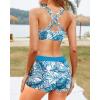 imageYonique 3 Piece Swimsuits for Women Athletic Tankini Teen Bathing Suit Tummy Control Modest Swimwear with Boy ShortsLight Blue