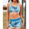 imageYonique 3 Piece Swimsuits for Women Athletic Tankini Teen Bathing Suit Tummy Control Modest Swimwear with Boy ShortsLight Blue