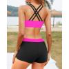 imageYonique 3 Piece Swimsuits for Women Athletic Tankini Teen Bathing Suit Tummy Control Modest Swimwear with Boy ShortsLight Pink