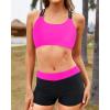 imageYonique 3 Piece Swimsuits for Women Athletic Tankini Teen Bathing Suit Tummy Control Modest Swimwear with Boy ShortsLight Pink