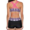 imageYonique 3 Piece Swimsuits for Women Athletic Tankini Teen Bathing Suit Tummy Control Modest Swimwear with Boy ShortsPink Geometric