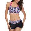 imageYonique 3 Piece Swimsuits for Women Athletic Tankini Teen Bathing Suit Tummy Control Modest Swimwear with Boy ShortsPink Geometric