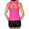 imageYonique 3 Piece Swimsuits for Women Athletic Tankini Teen Bathing Suit Tummy Control Modest Swimwear with Boy ShortsPink Geometric