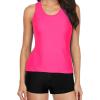 imageYonique 3 Piece Swimsuits for Women Athletic Tankini Teen Bathing Suit Tummy Control Modest Swimwear with Boy ShortsPink Geometric