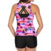 imageYonique 3 Piece Swimsuits for Women Athletic Tankini Teen Bathing Suit Tummy Control Modest Swimwear with Boy ShortsTtropic Pink