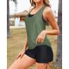 imageYonique 3 Piece Womens Tankini Swimsuits with Shorts Athletic Bathing Suits Tank Tops with Bra and BoyshortsArmy Green