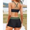 imageYonique 3 Piece Womens Tankini Swimsuits with Shorts Athletic Bathing Suits Tank Tops with Bra and BoyshortsArmy Green