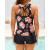 imageYonique 3 Piece Womens Tankini Swimsuits with Shorts Athletic Bathing Suits Tank Tops with Bra and BoyshortsBlack Floral