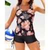imageYonique 3 Piece Womens Tankini Swimsuits with Shorts Athletic Bathing Suits Tank Tops with Bra and BoyshortsBlack Floral