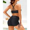 imageYonique 3 Piece Womens Tankini Swimsuits with Shorts Athletic Bathing Suits Tank Tops with Bra and BoyshortsBlack Floral