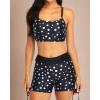 imageYonique 3 Piece Womens Tankini Swimsuits with Shorts Athletic Bathing Suits Tank Tops with Bra and BoyshortsBlack Polka Dot