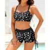 imageYonique 3 Piece Womens Tankini Swimsuits with Shorts Athletic Bathing Suits Tank Tops with Bra and BoyshortsBlack Polka Dot