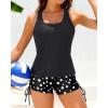 imageYonique 3 Piece Womens Tankini Swimsuits with Shorts Athletic Bathing Suits Tank Tops with Bra and BoyshortsBlack Polka Dot