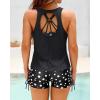 imageYonique 3 Piece Womens Tankini Swimsuits with Shorts Athletic Bathing Suits Tank Tops with Bra and BoyshortsBlack Polka Dot