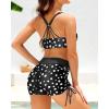 imageYonique 3 Piece Womens Tankini Swimsuits with Shorts Athletic Bathing Suits Tank Tops with Bra and BoyshortsBlack Polka Dot