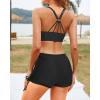 imageYonique 3 Piece Womens Tankini Swimsuits with Shorts Athletic Bathing Suits Tank Tops with Bra and BoyshortsBlue Color Block