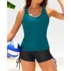 imageYonique 3 Piece Womens Tankini Swimsuits with Shorts Athletic Bathing Suits Tank Tops with Bra and BoyshortsBlue Green Geometric