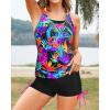imageYonique 3 Piece Womens Tankini Swimsuits with Shorts Athletic Bathing Suits Tank Tops with Bra and BoyshortsColorful Leaves