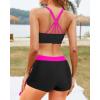 imageYonique 3 Piece Womens Tankini Swimsuits with Shorts Athletic Bathing Suits Tank Tops with Bra and BoyshortsColorful Leaves