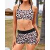 imageYonique 3 Piece Womens Tankini Swimsuits with Shorts Athletic Bathing Suits Tank Tops with Bra and BoyshortsLeopard